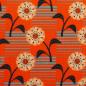 Preview: Baumwollcanvas Rocha Blumen, Streifen türkis/orange by Swafing